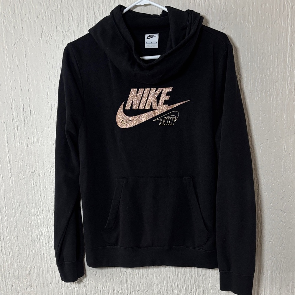 Nike Black Hoodie with Glittery Logo Size Medium